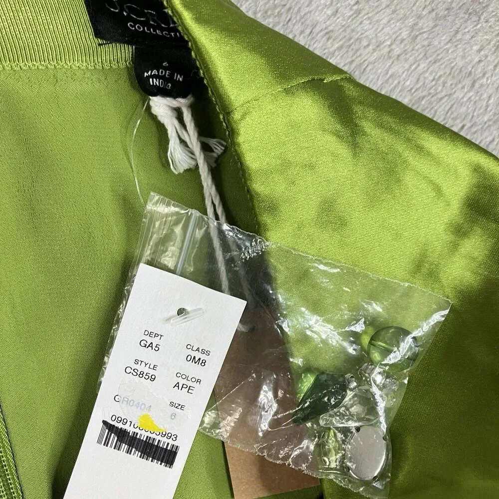 J Crew Collection Skirt Green Crystal Embellished Mini Satin Fairfax Womens 6